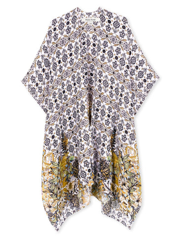Beige Mixed Flowers Kimono - Shopmossrose